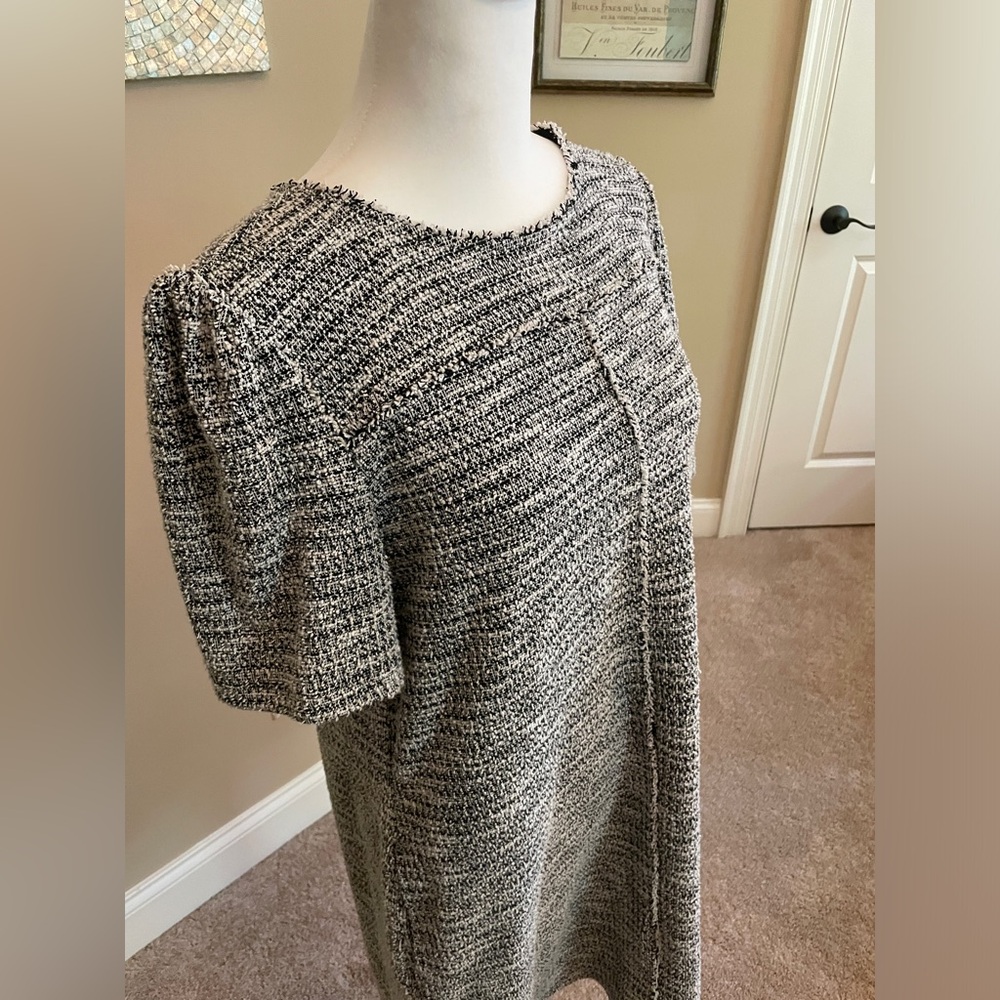 Ann Taylor LOFT Black and White Short Sleeve Fall Winter Dress